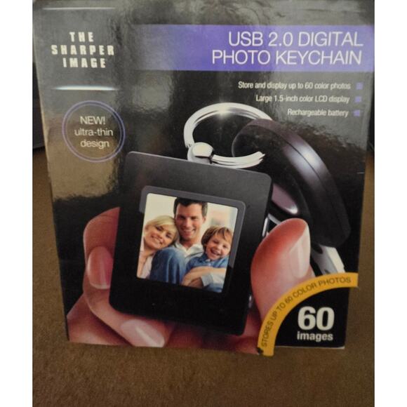 The Sharper Image Digital Photo Album with Keychain USB 2.0 Rechargeable NIB - Picture 1 of 6